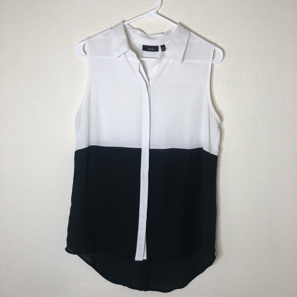 Apt 9 sleeveless color blocked button down